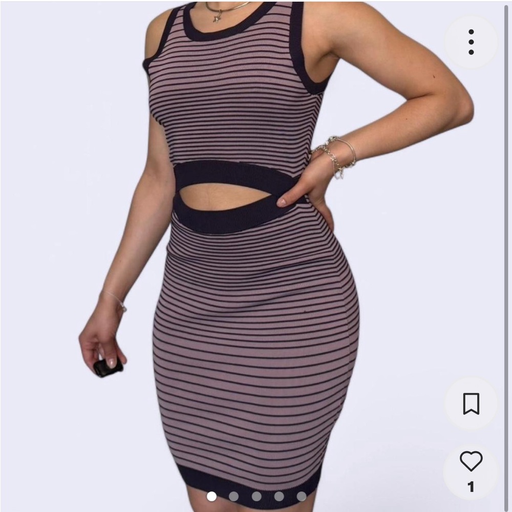 Guess Purple Striped Bodycon Dress